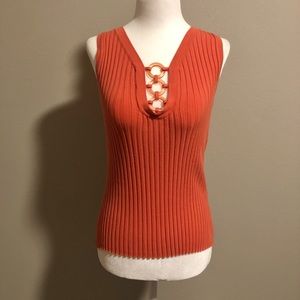 Orange Short Sleeve Ribbed Summer Shirt